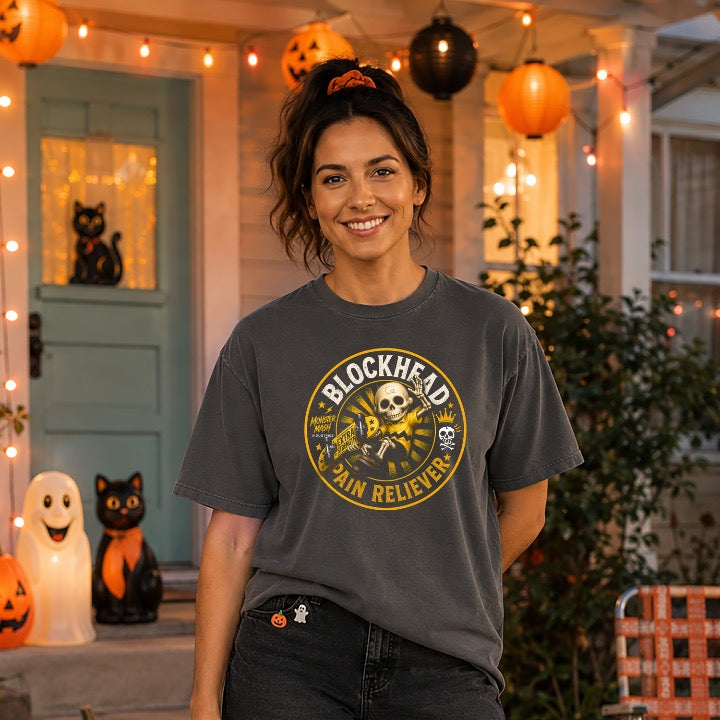 Blockhead Pain Reliever Comfort Colors T-shirt — Comfort Colors Halloween 2