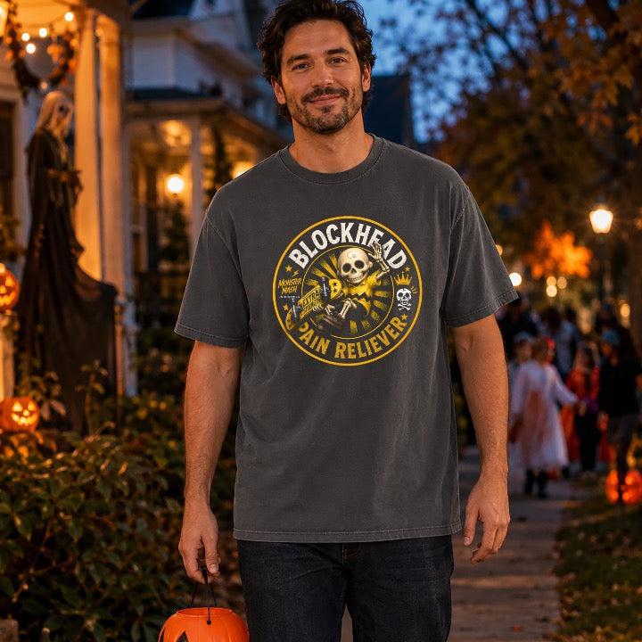 Blockhead Pain Reliever Comfort Colors T-shirt — Comfort Colors Halloween 3
