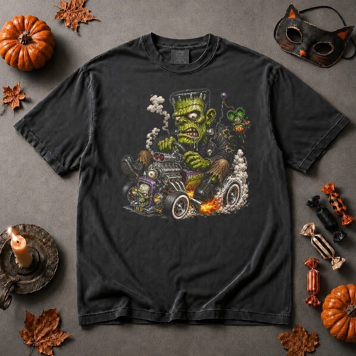 Frankenstein Hot Rod Comfort Colors tee — Comfort Colors Halloween Flat Lay(20261008-194658).jpeg