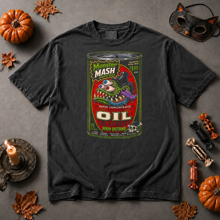 Monster Mash Oil Treatment Comfort Colors tee — Comfort Colors Halloween Flat Lay(20261008-195124).jpeg