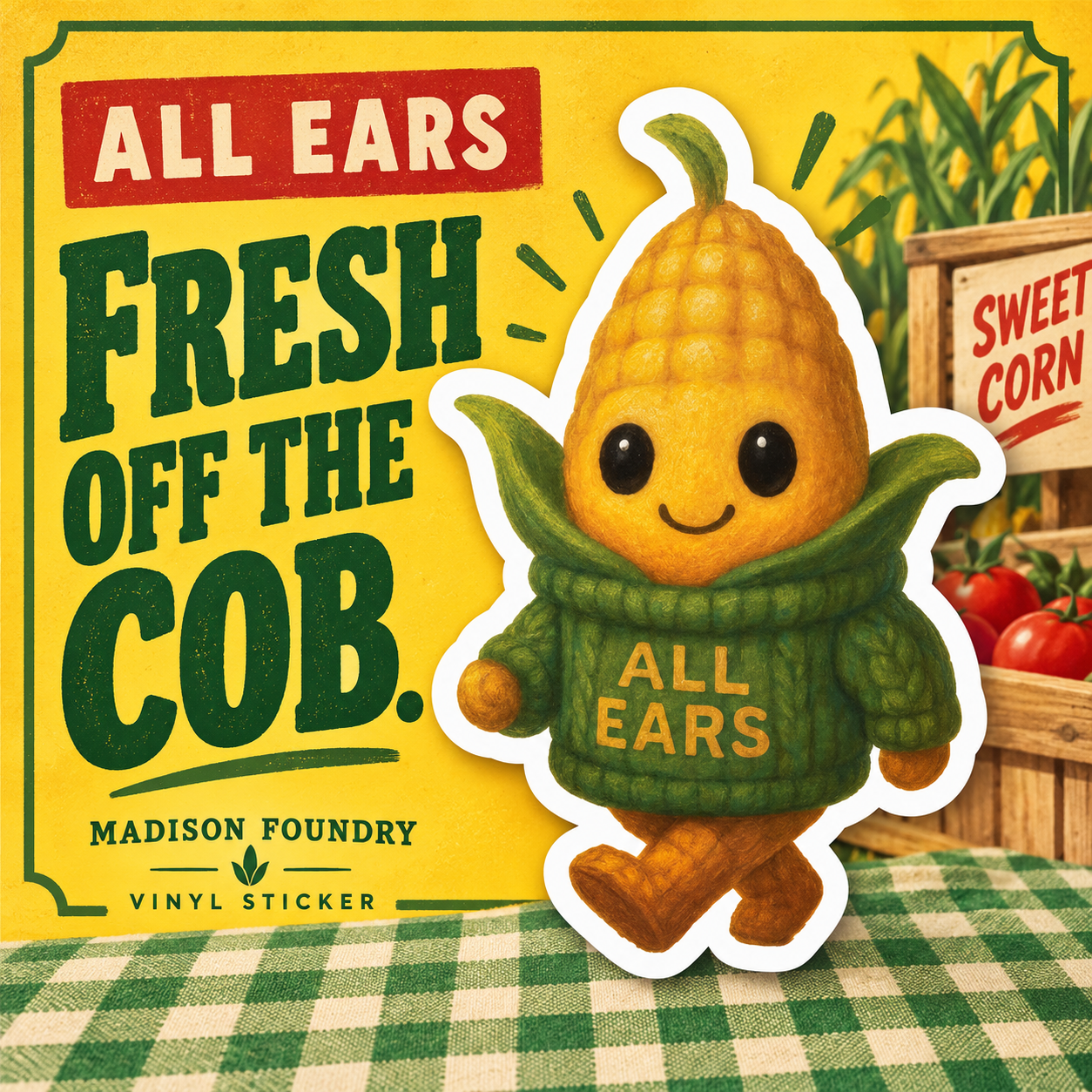 Fresh Off the Cob All Ears corn sticker
