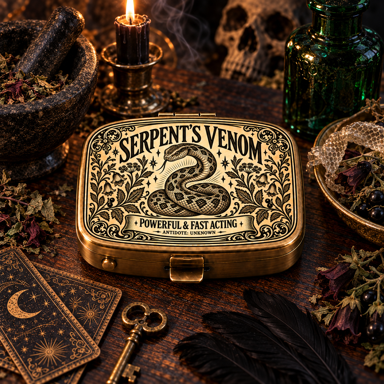 #5 - Serpent's Venom apothecary pill box lifestyle photo