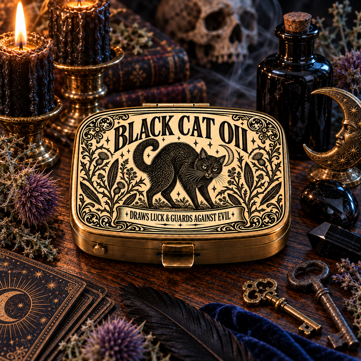 #9 - Black Cat Oil apothecary pill box lifestyle photo