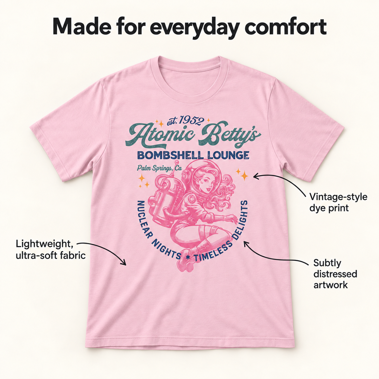 Atomic Betty's Lounge tri-blend T-shirt details