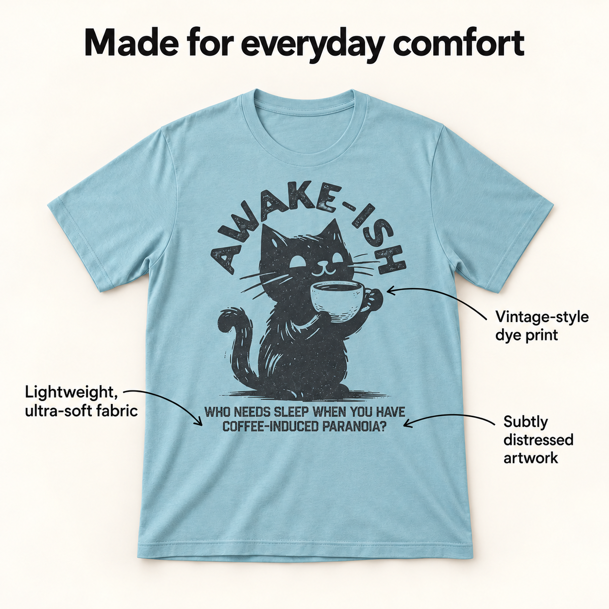 Awake-ish tri-blend T-shirt details
