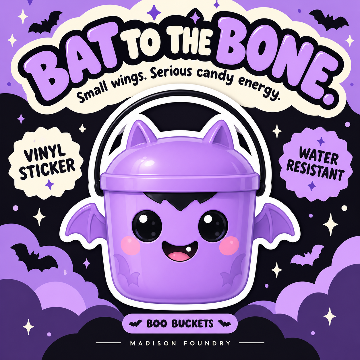 Bat Boo Bucket vinyl sticker hero listing slide