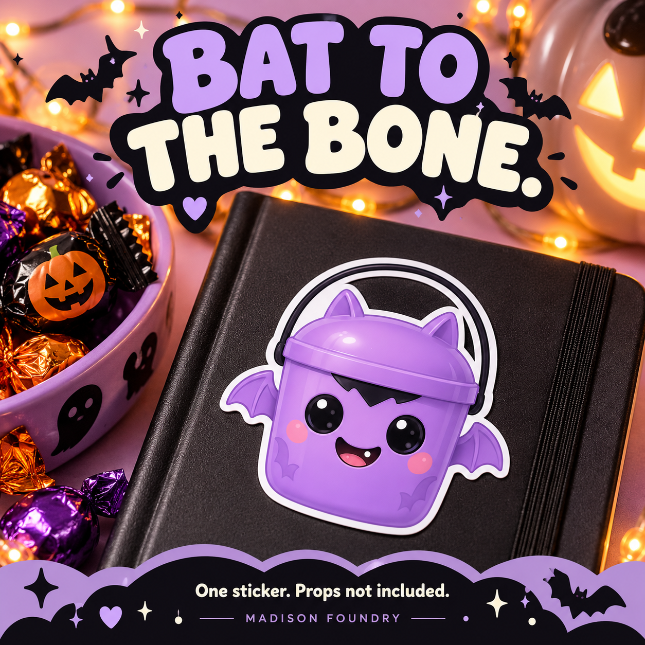 Bat Boo Bucket vinyl sticker lifestyle listing slide