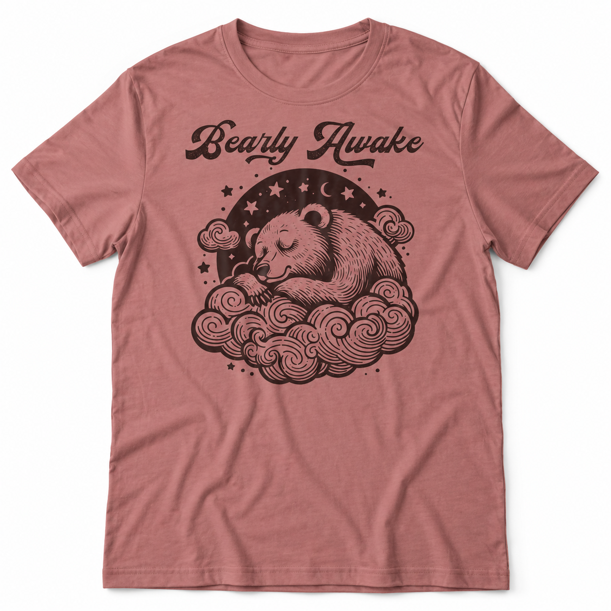 Bearly Awake tri-blend tee on white background