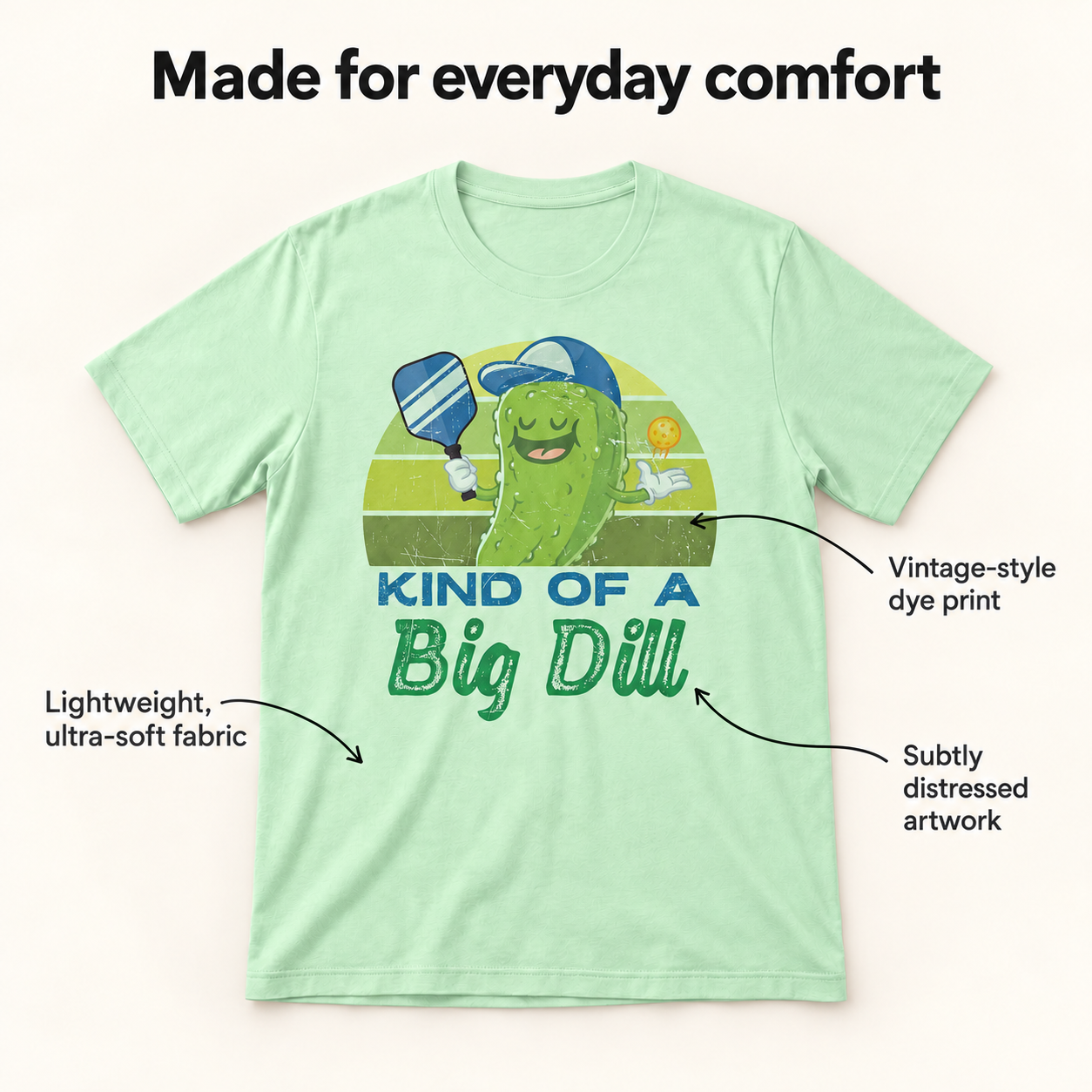 Big Dill tri-blend tee comfort and print details