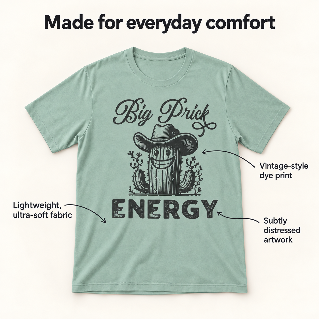 Big Prick Energy tri-blend tee details
