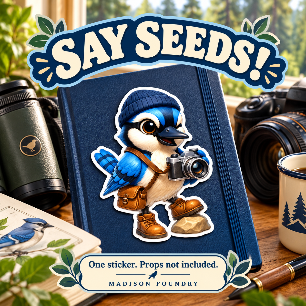 Blue Jay Photographer vinyl sticker lifestyle listing image
