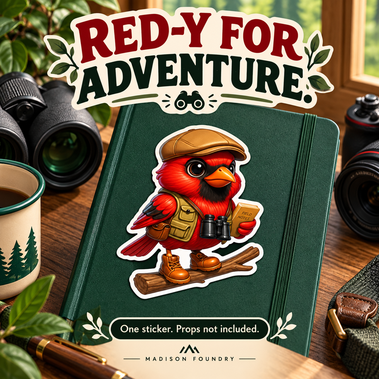 Cardinal Birdwatcher vinyl sticker lifestyle listing image