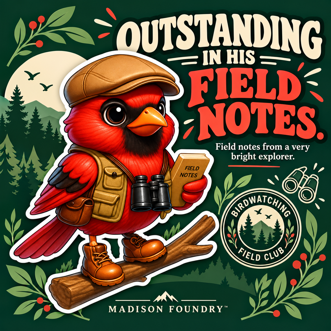 Cardinal Birdwatcher vinyl sticker personality listing image