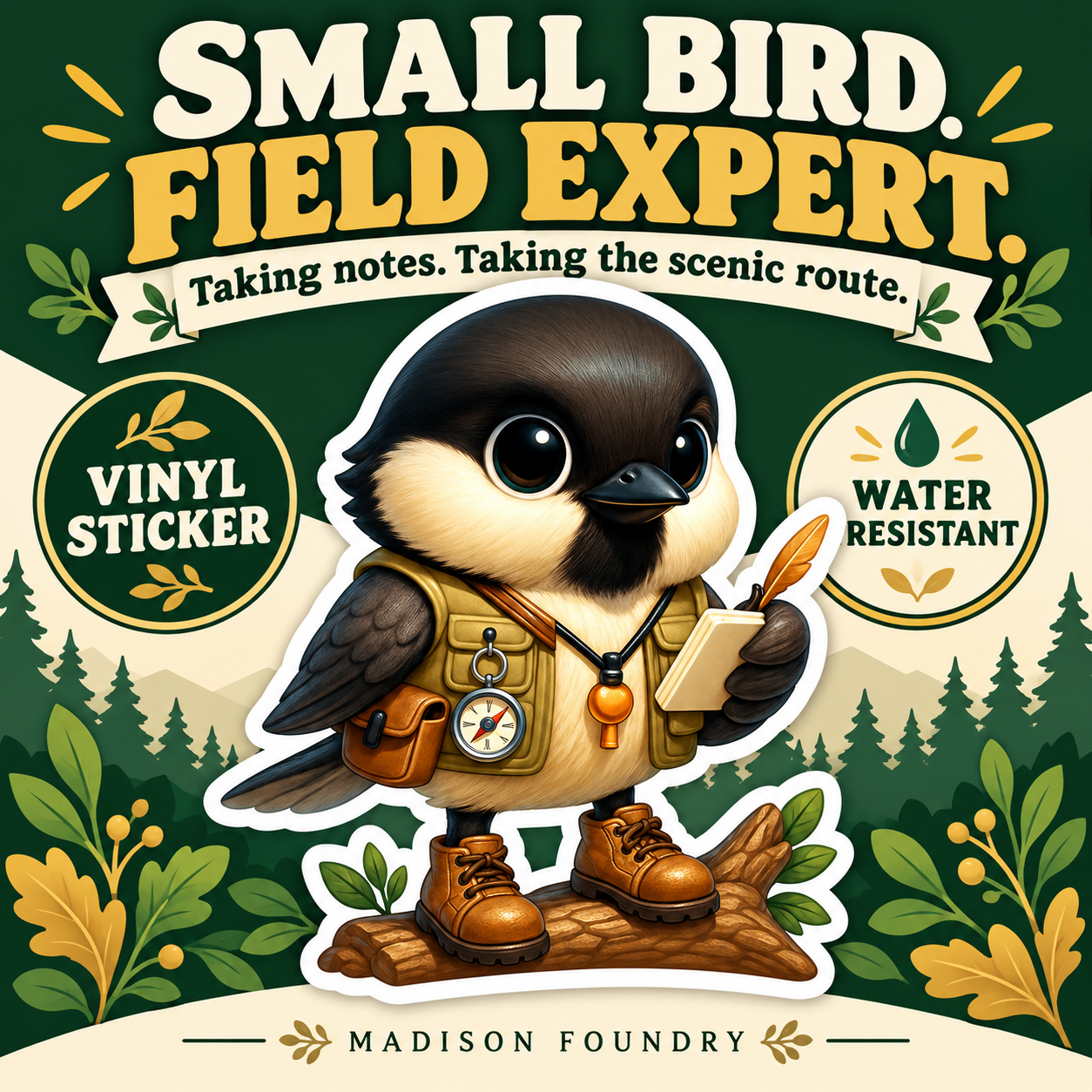 Chickadee Field Guide vinyl sticker hero listing image