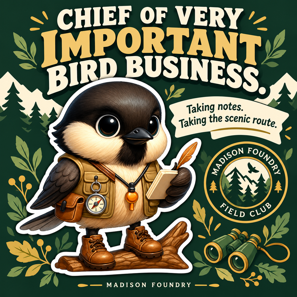 Chickadee Field Guide vinyl sticker personality listing image