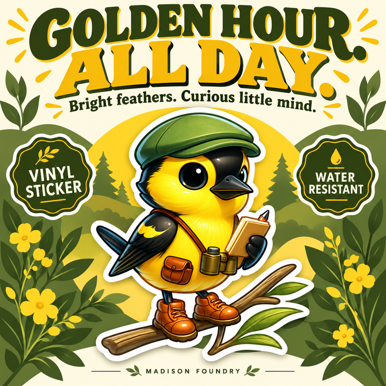 Goldfinch Field Guide vinyl sticker hero listing image