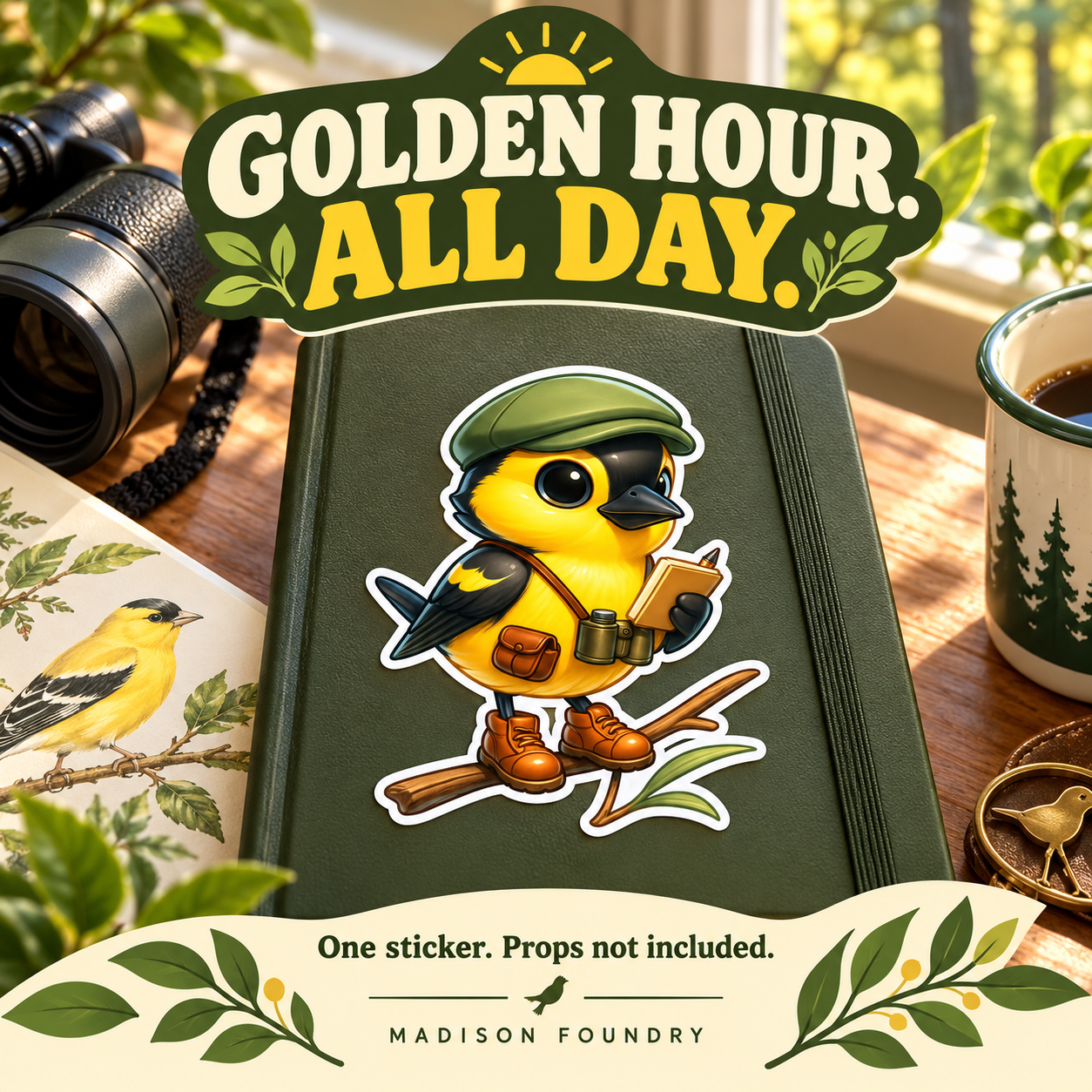 Goldfinch Field Guide vinyl sticker lifestyle listing image