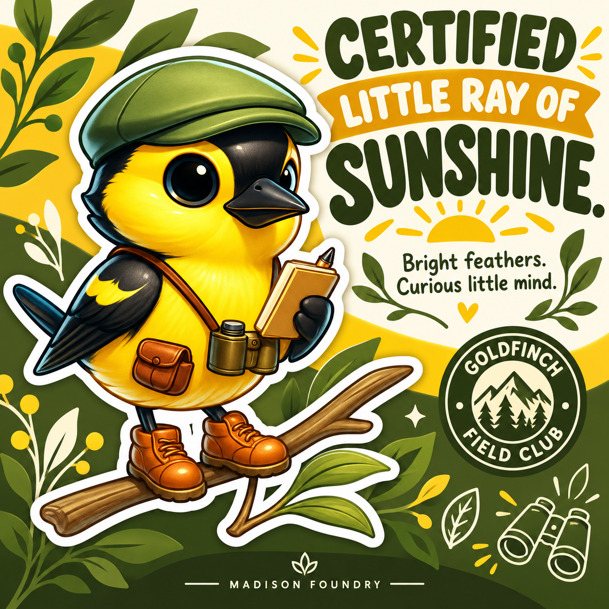 Goldfinch Field Guide vinyl sticker personality listing image