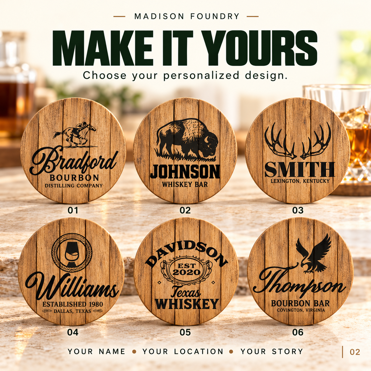 Personalize your barrel coaster set-2