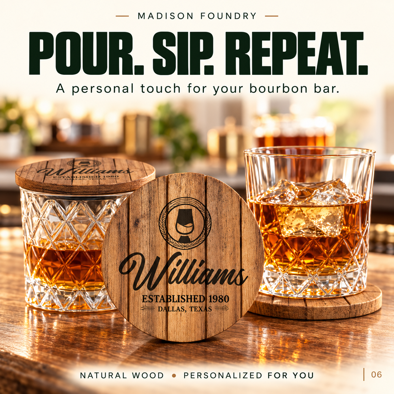 Pour, sip, repeat_ personalized bourbon bar-7