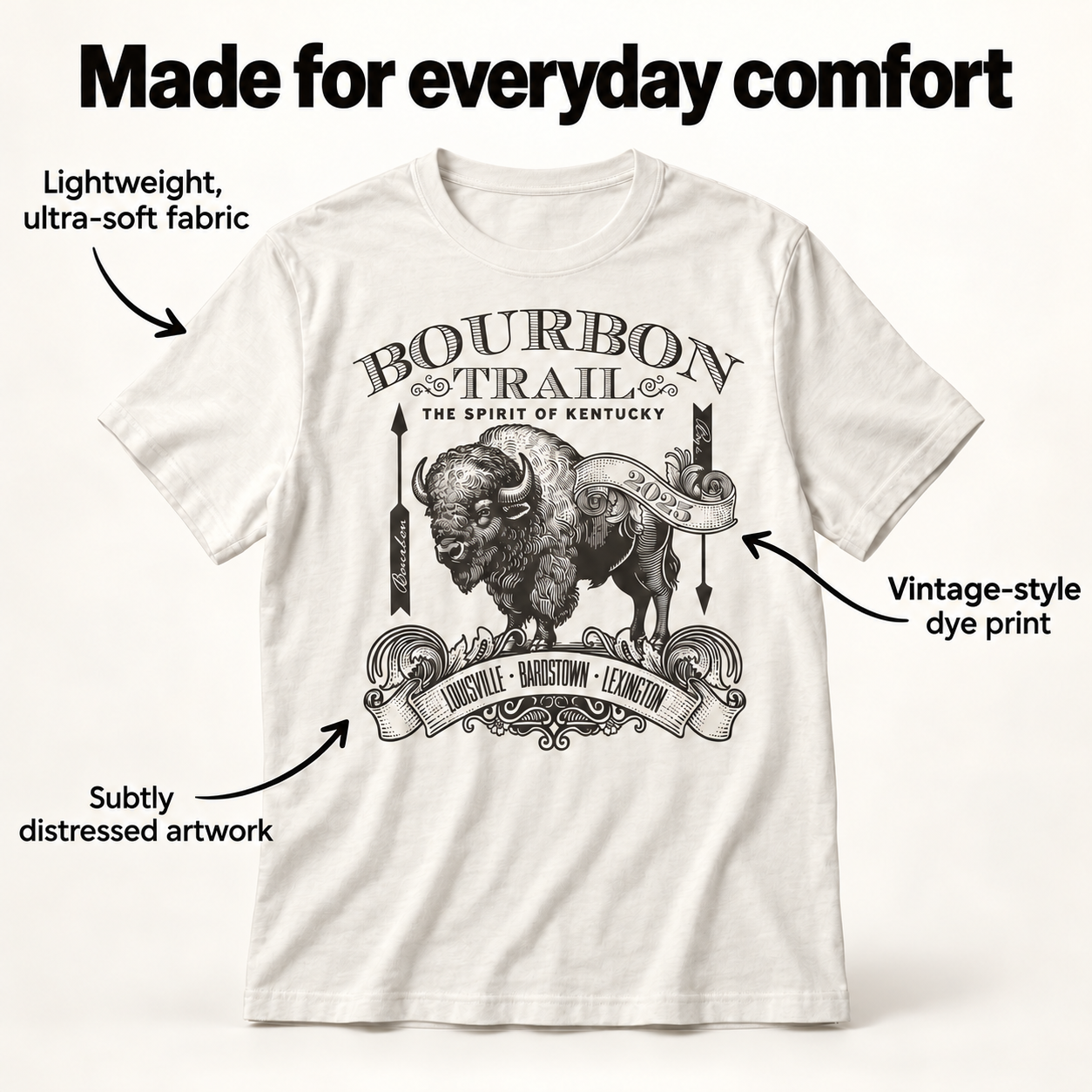 Bourbon Trail  "Spirit of Kentucky" tri-blend tee details