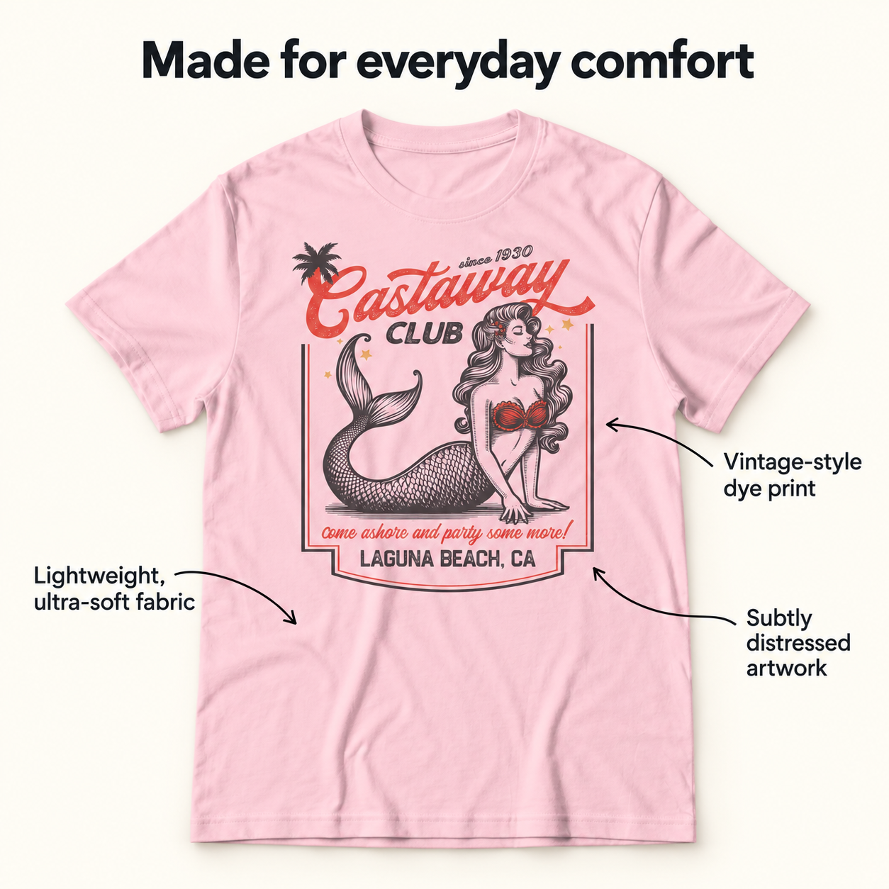 Castaway Club tri-blend tee details