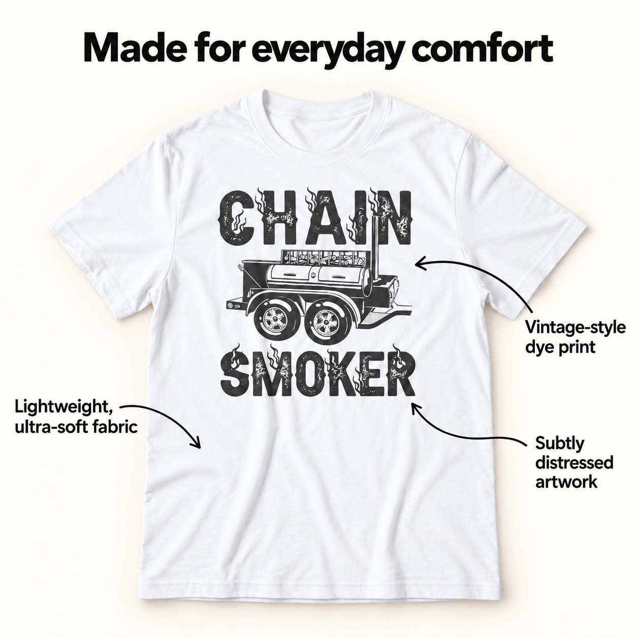 Chain Smoker tri-blend tee details