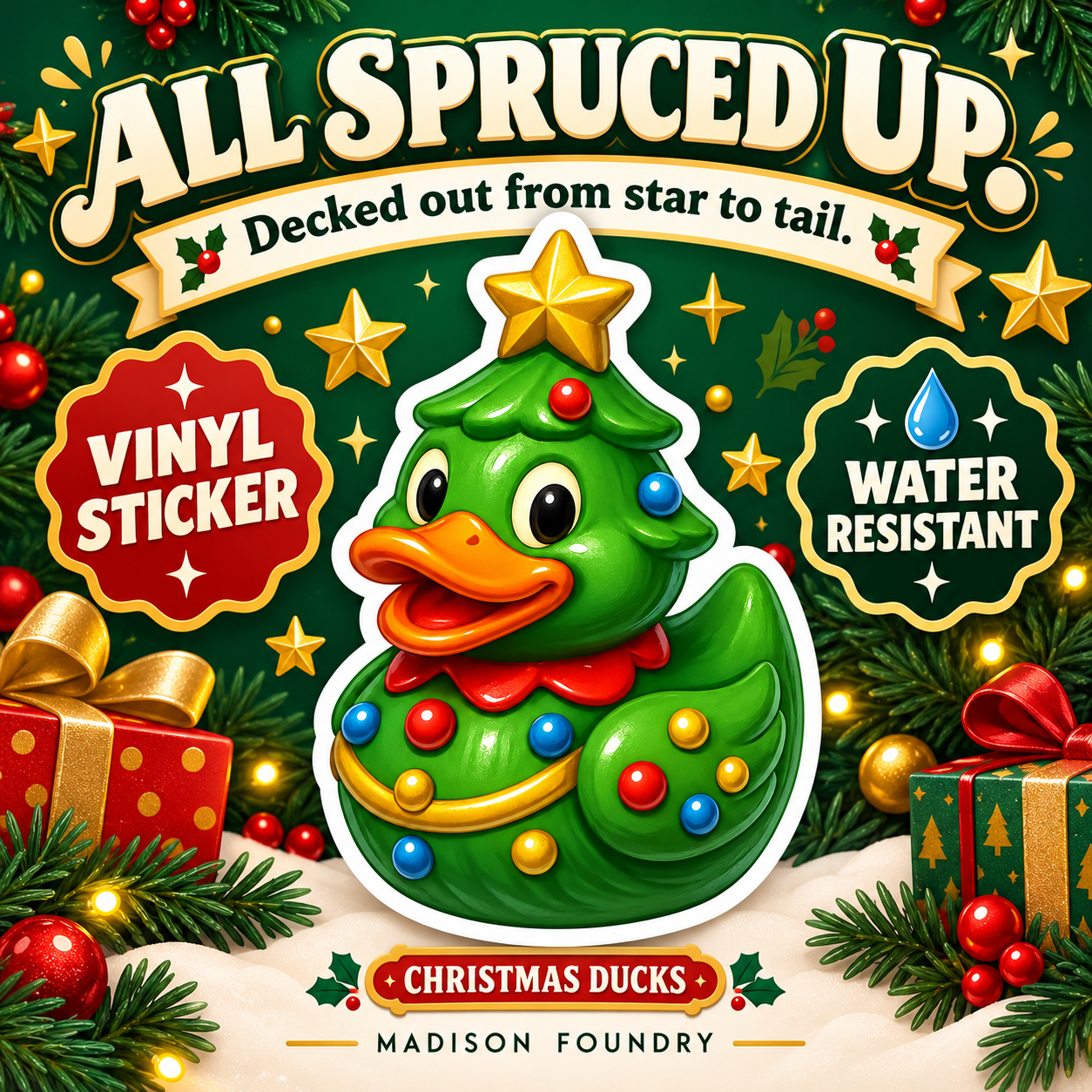 Christmas Tree Duck vinyl sticker hero listing slide