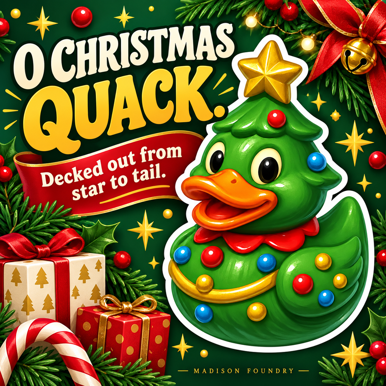 Christmas Tree Duck vinyl sticker personality listing slide