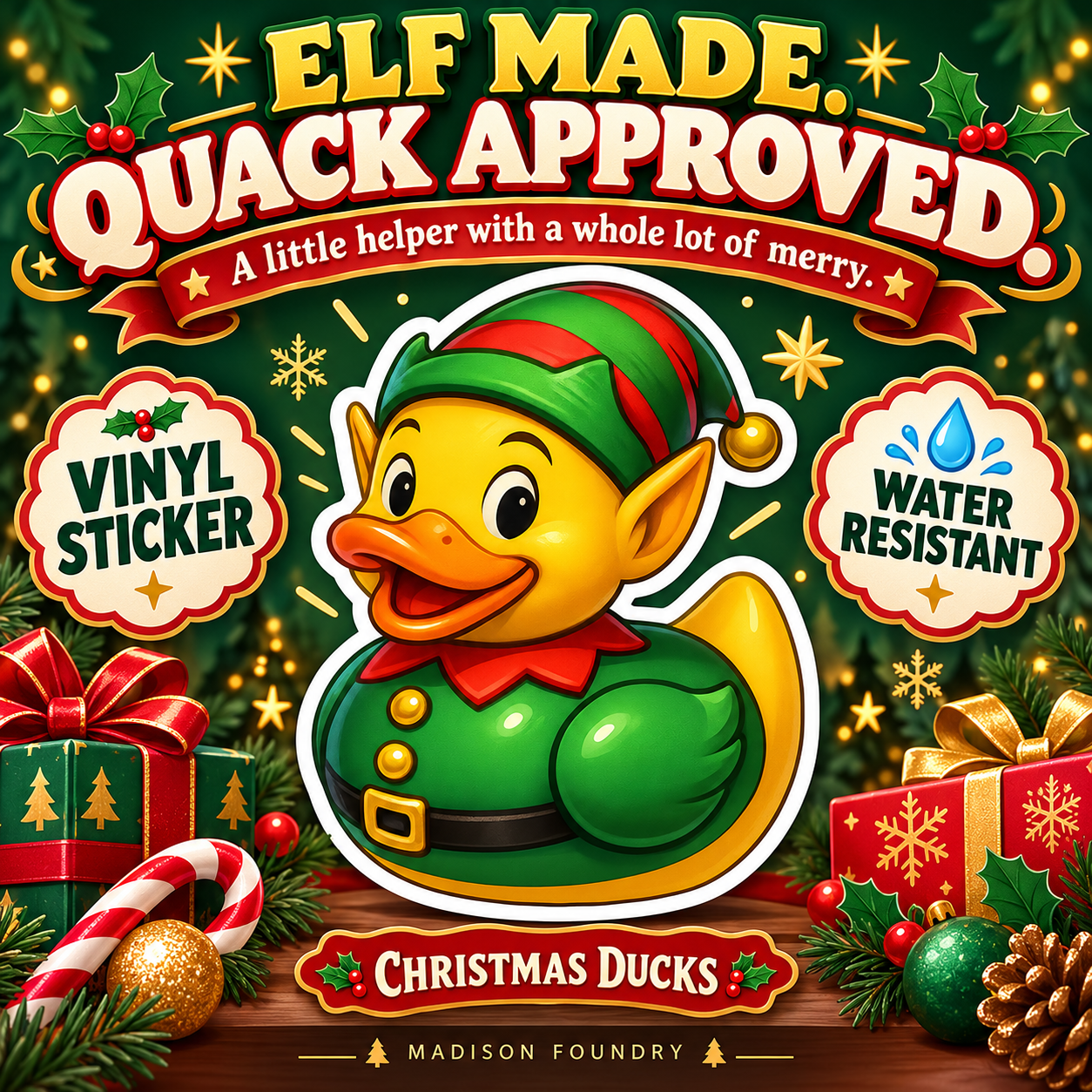 Elf Duck vinyl sticker hero listing slide