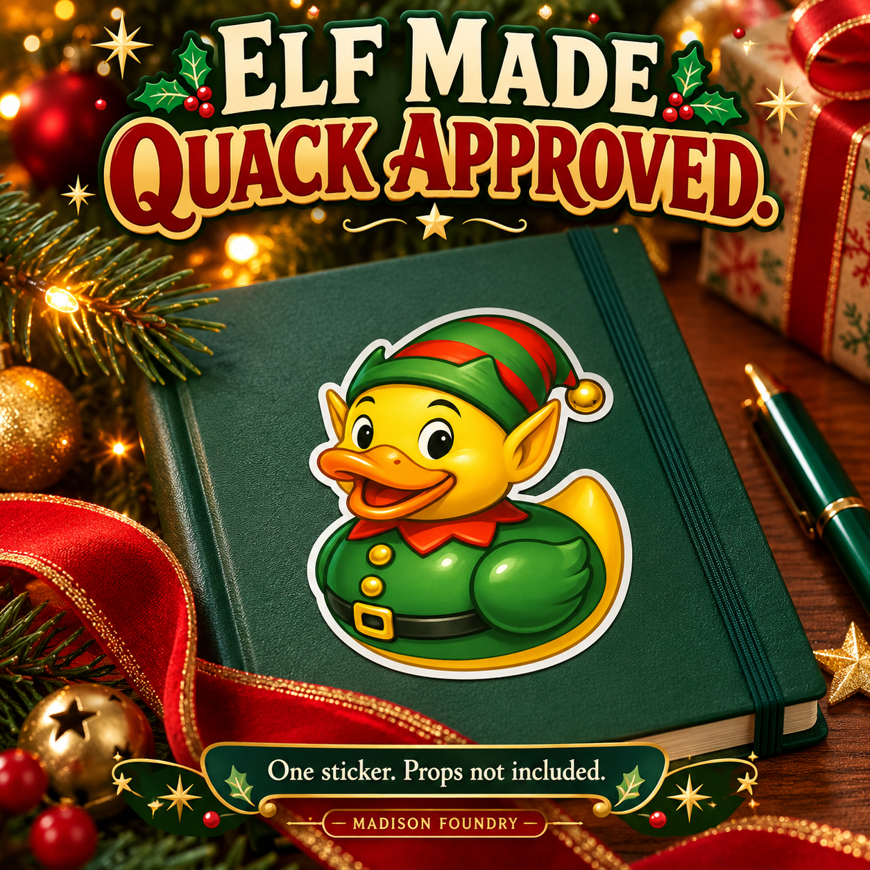 Elf Duck vinyl sticker lifestyle listing slide