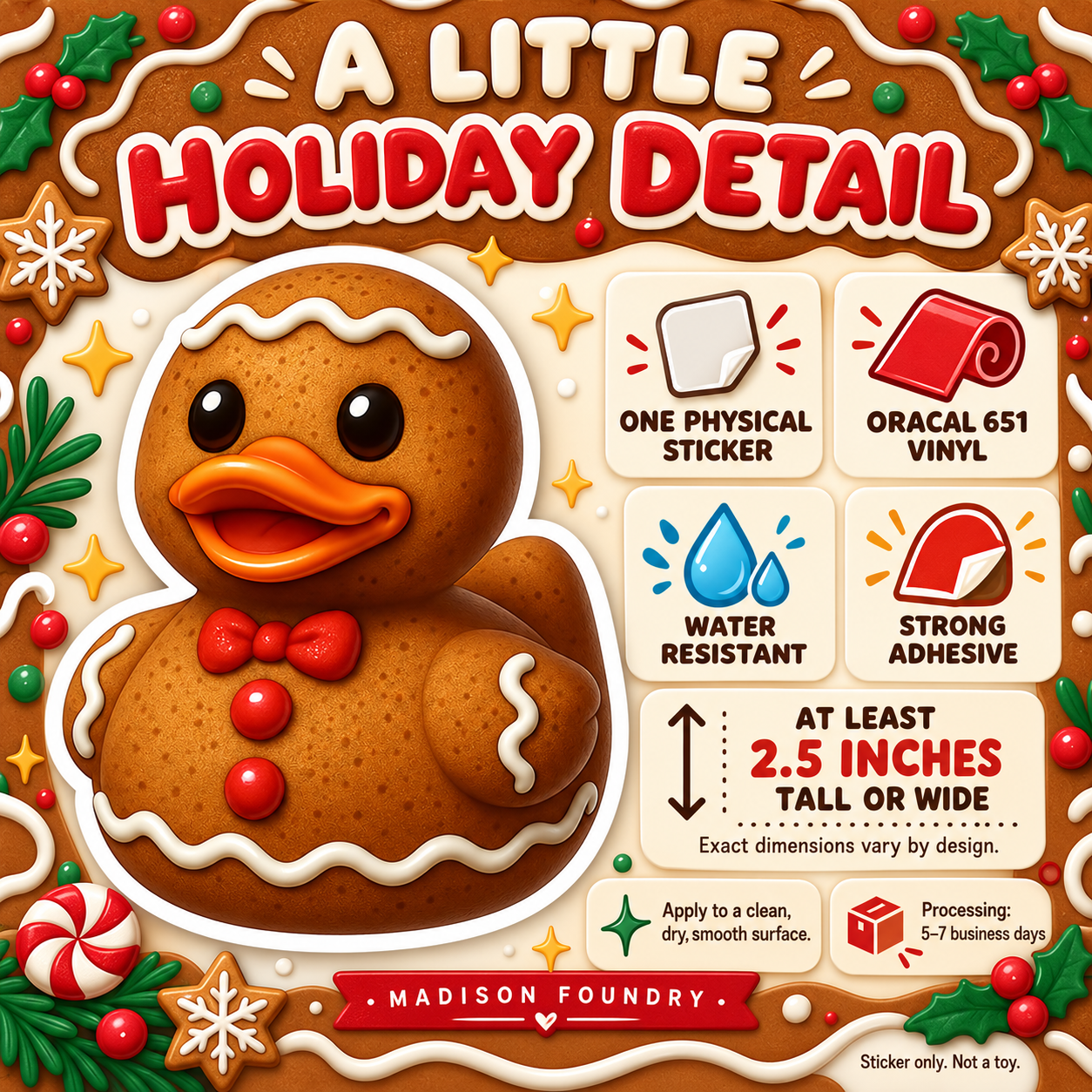 Gingerbread Duck vinyl sticker details listing slide