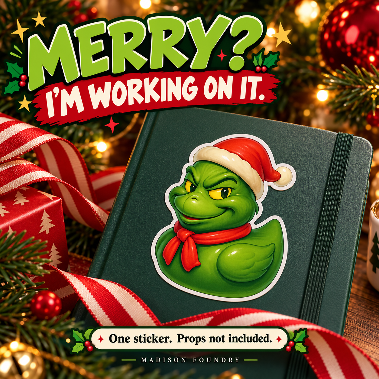 Grinch Duck vinyl sticker lifestyle listing slide