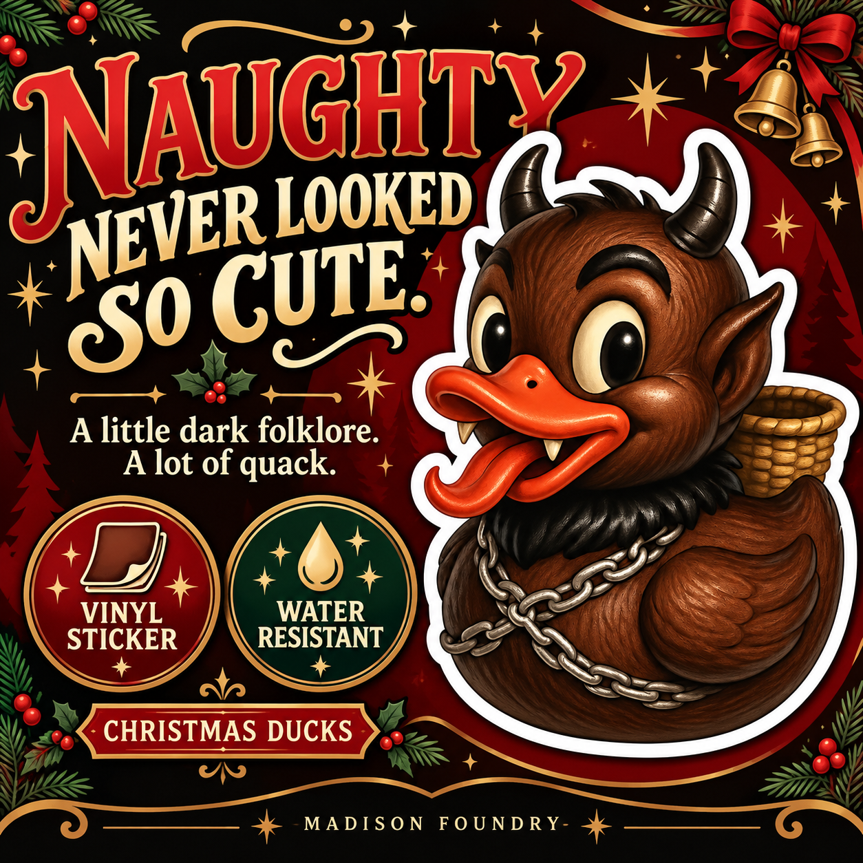 Krampus Duck vinyl sticker hero listing slide