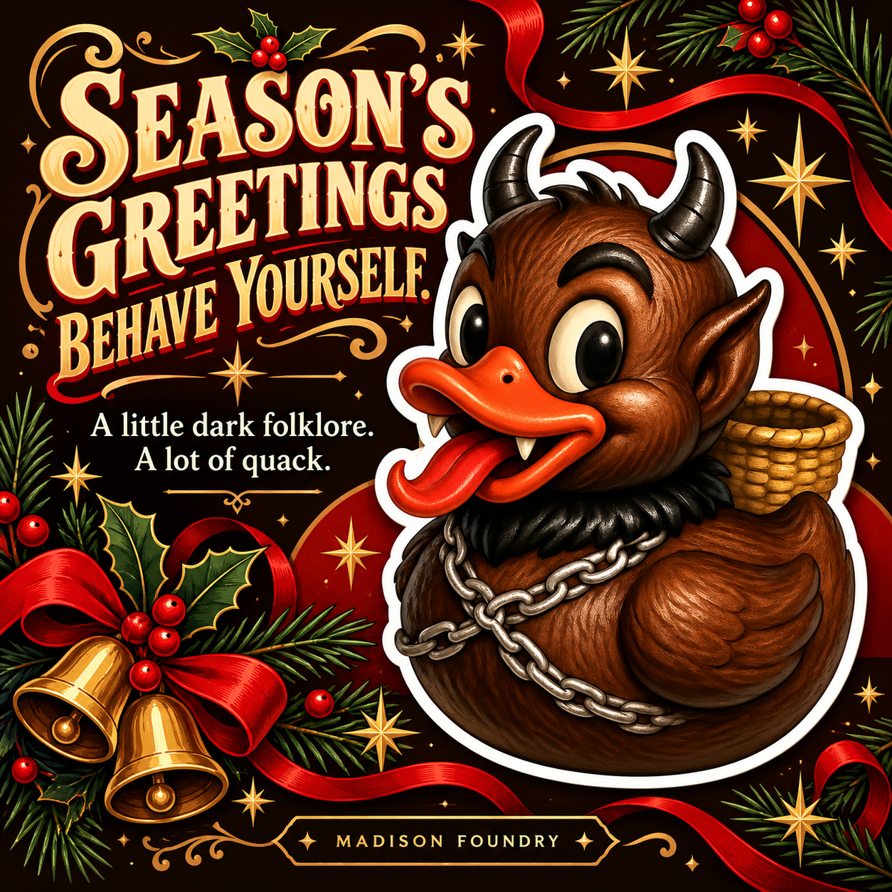 Krampus Duck vinyl sticker personality listing slide