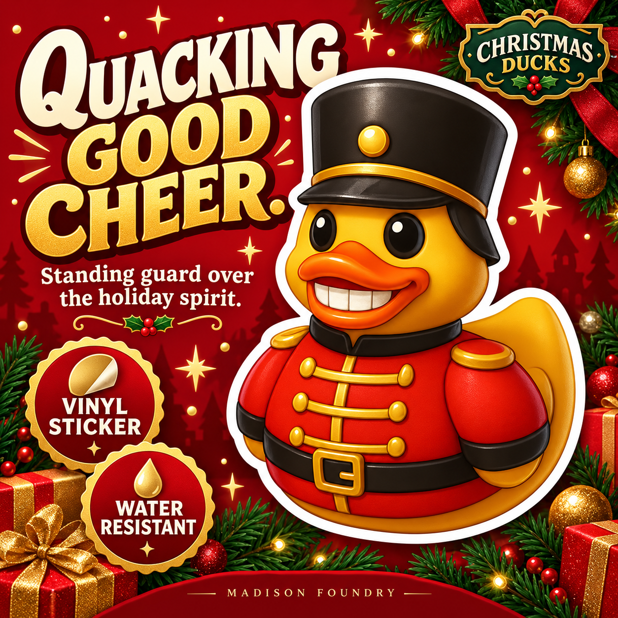 Nutcracker Duck vinyl sticker hero listing slide