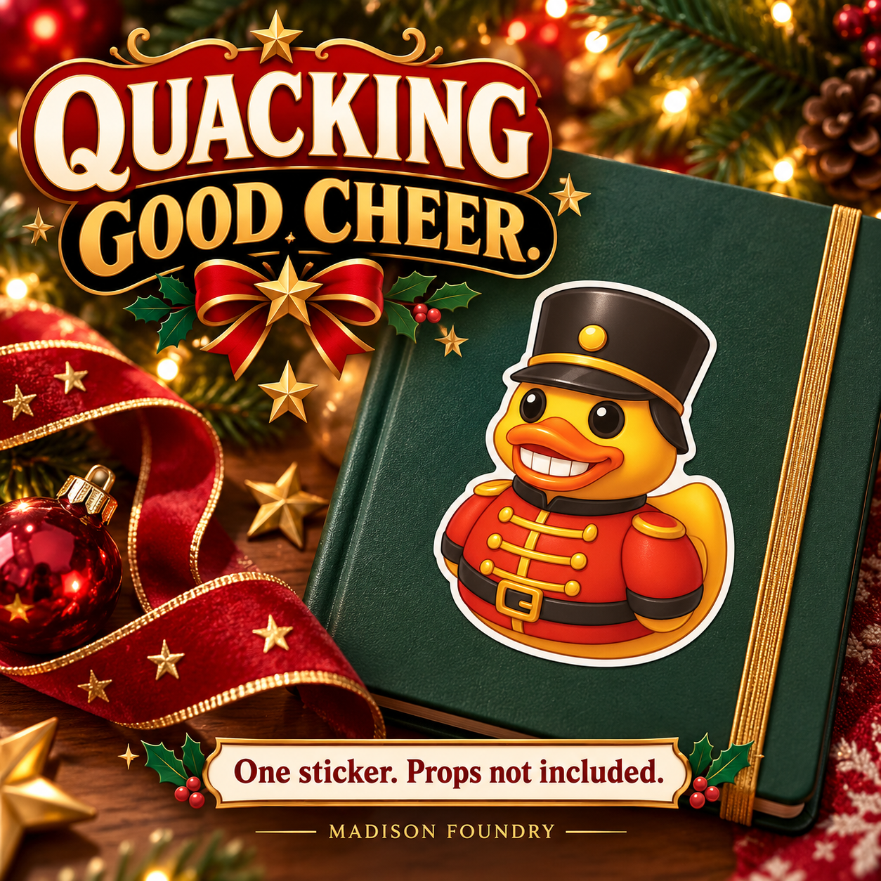 Nutcracker Duck vinyl sticker lifestyle listing slide