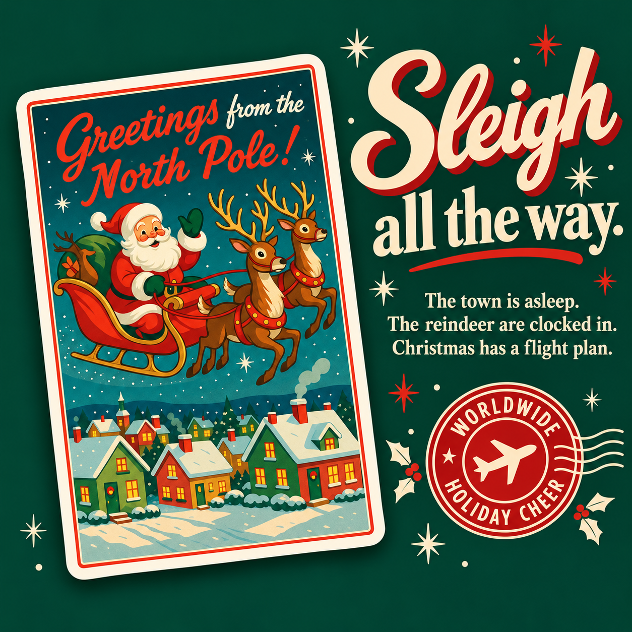 North Pole postcard vinyl sticker — personality slide
