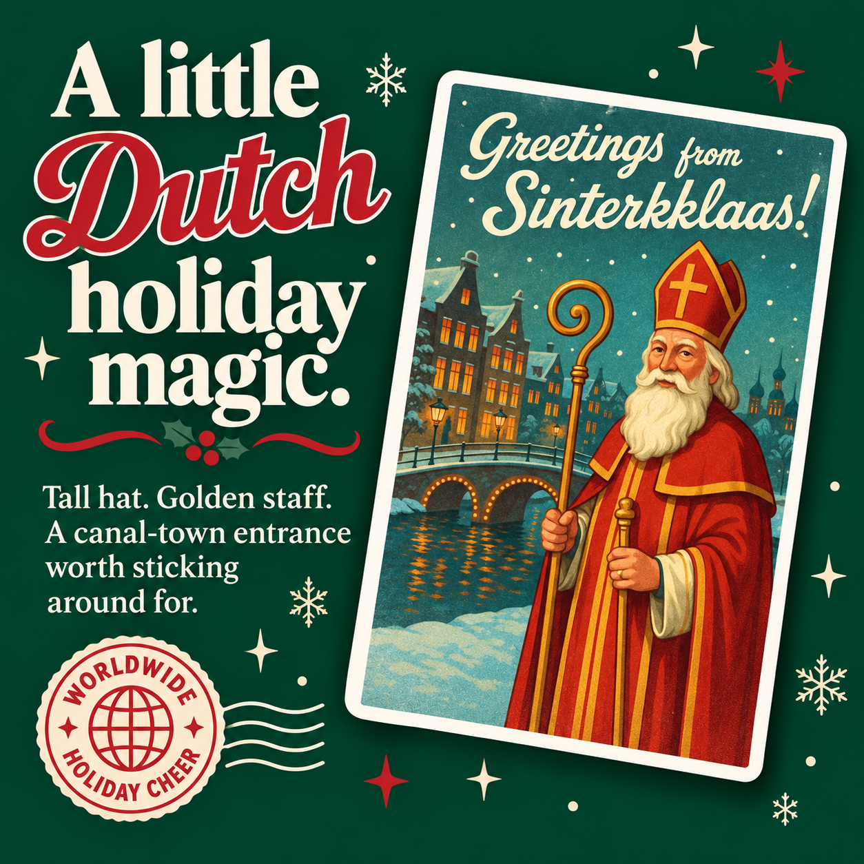 Sinterklaas postcard vinyl sticker — personality slide