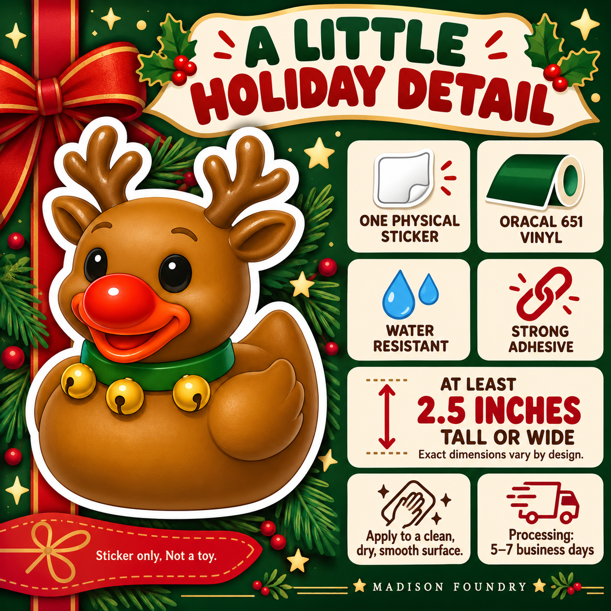 Reindeer Duck vinyl sticker details listing slide