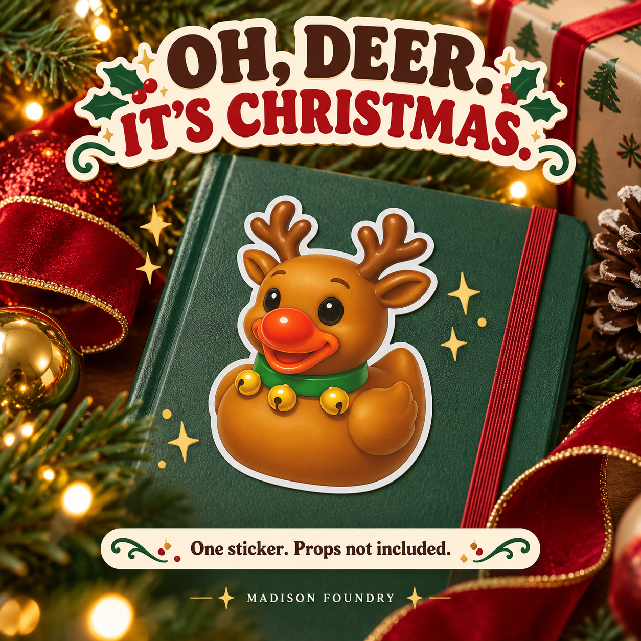 Reindeer Duck vinyl sticker lifestyle listing slide