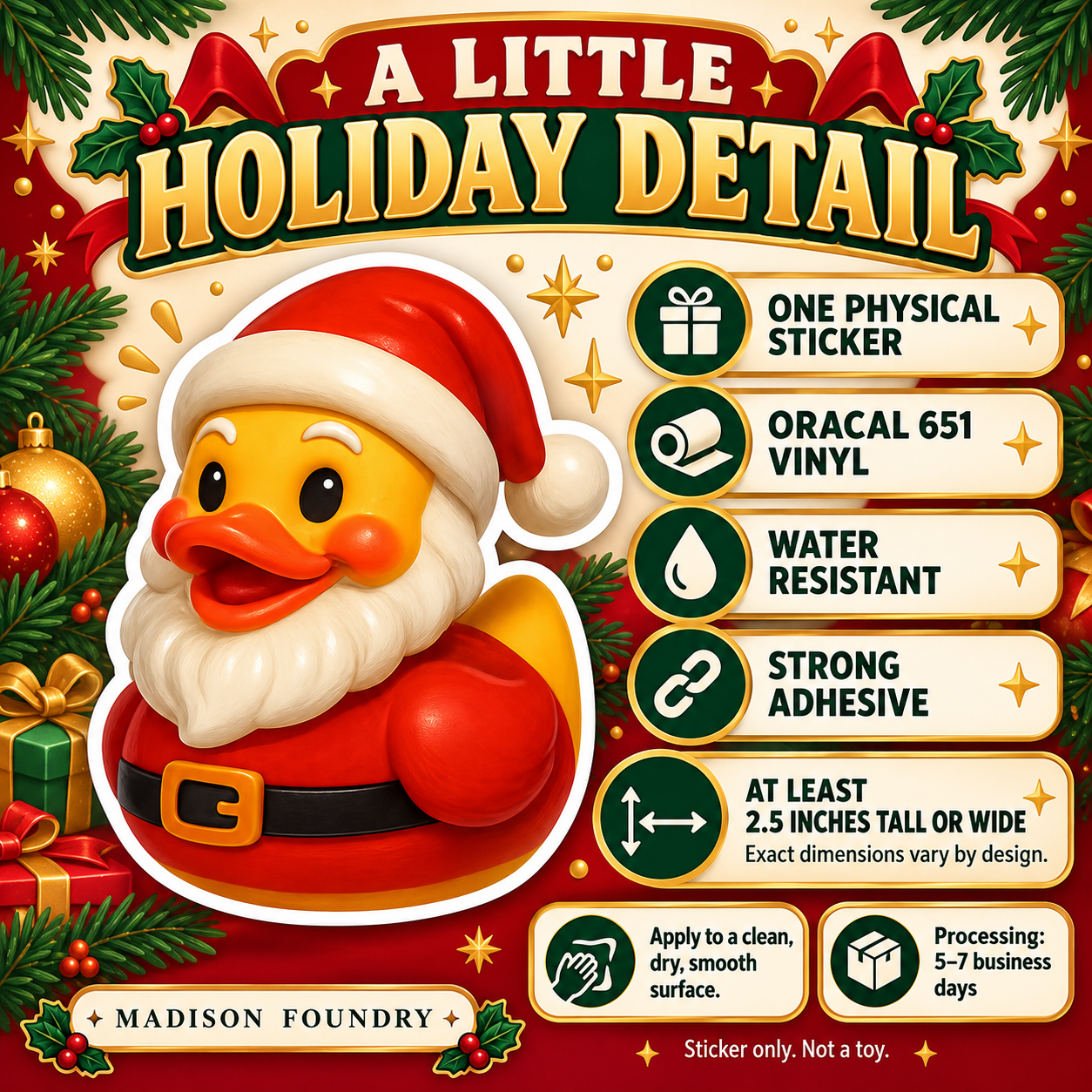 Santa Duck vinyl sticker details listing slide