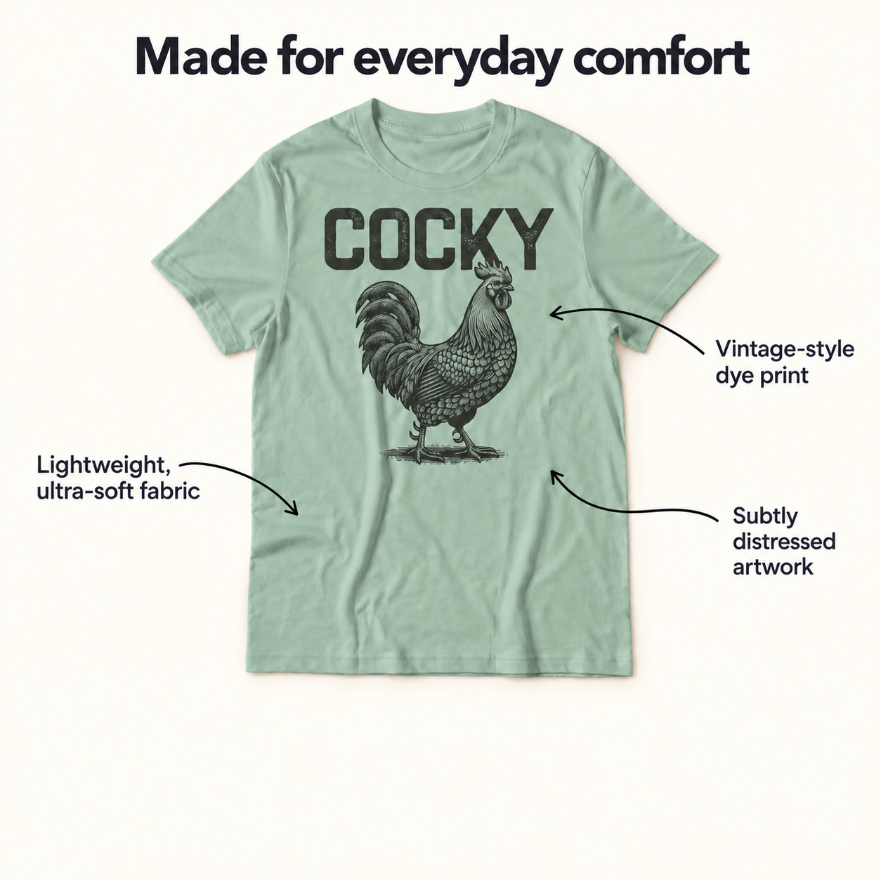 Cocky tri-blend tee details