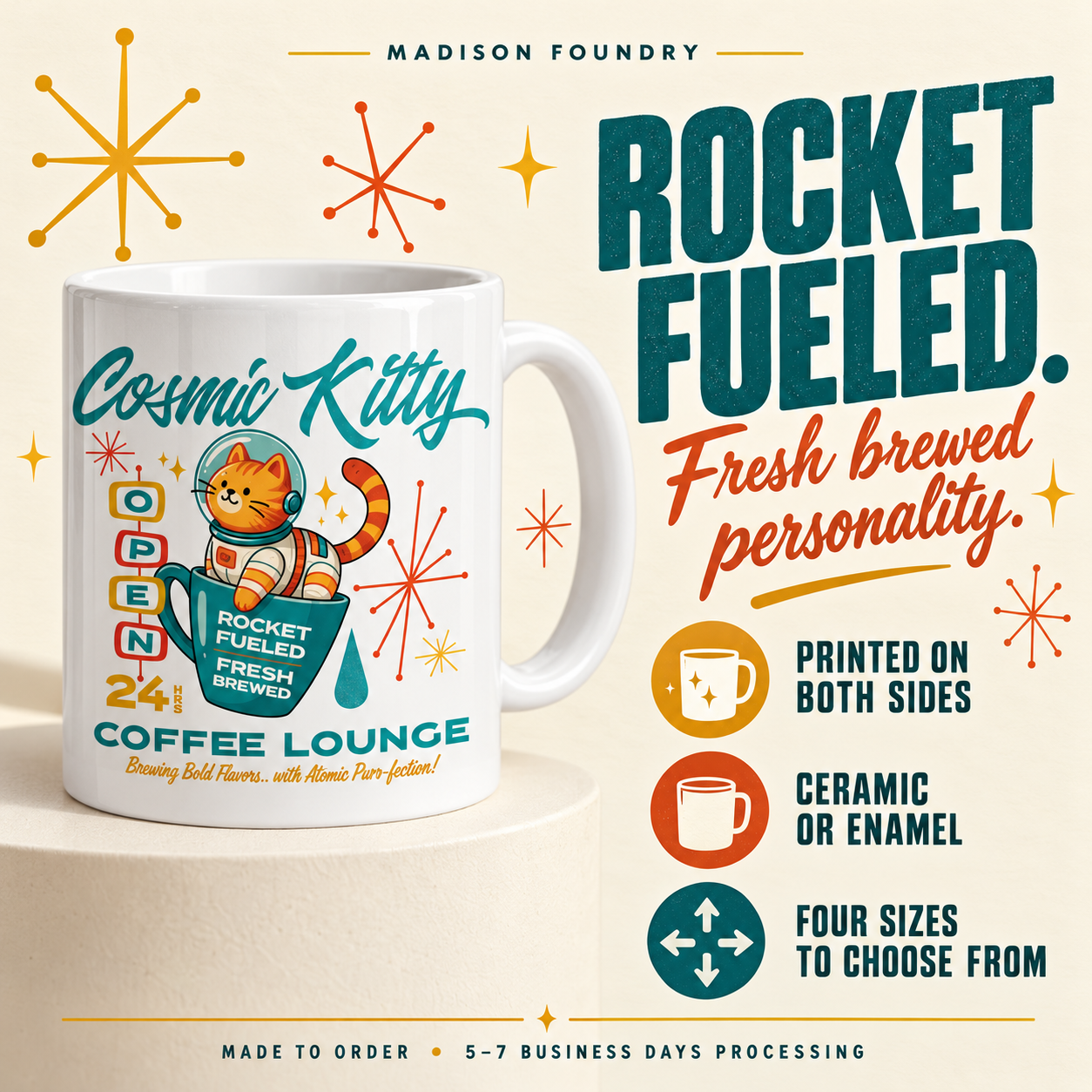 Cosmic Kitty mug print and product details