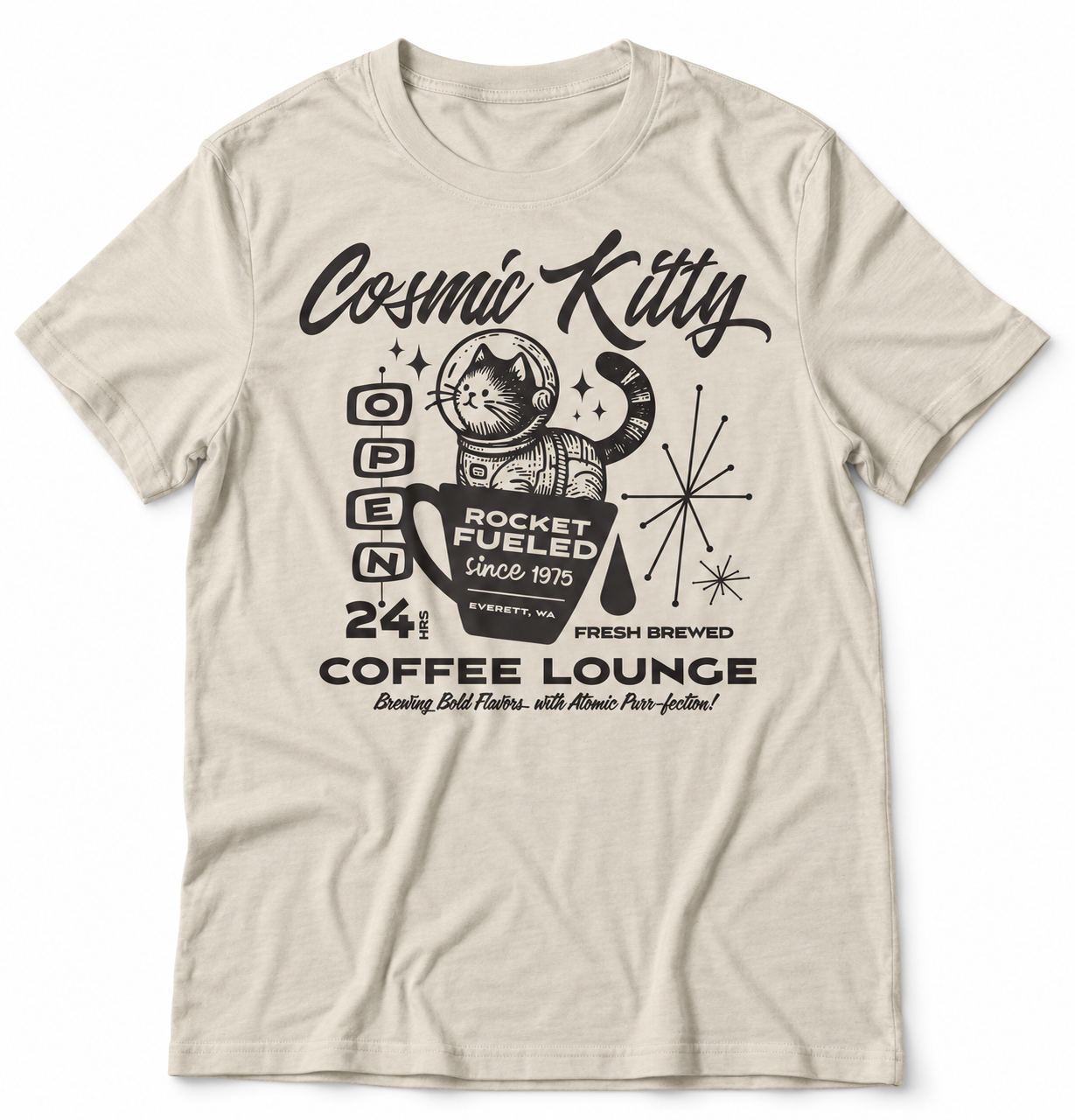 Cosmic Kitty Coffee Lounge tri-blend tee main