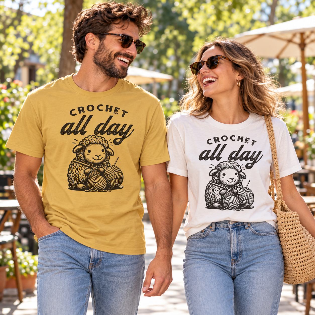 Crochet All Day tri-blend tee lifestyle