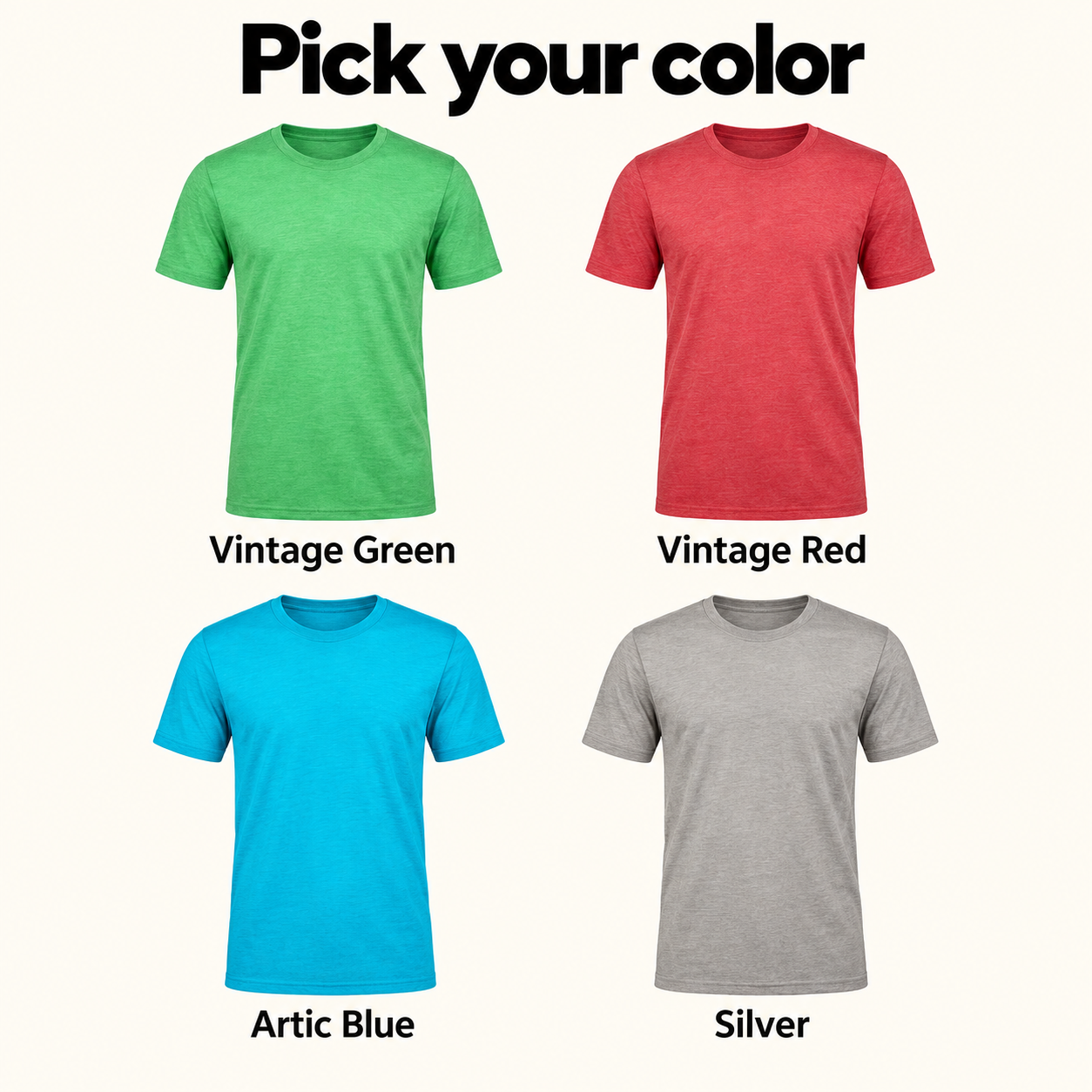 Pick your color: Vintage Green, Vintage Red, Artic Blue, Silver