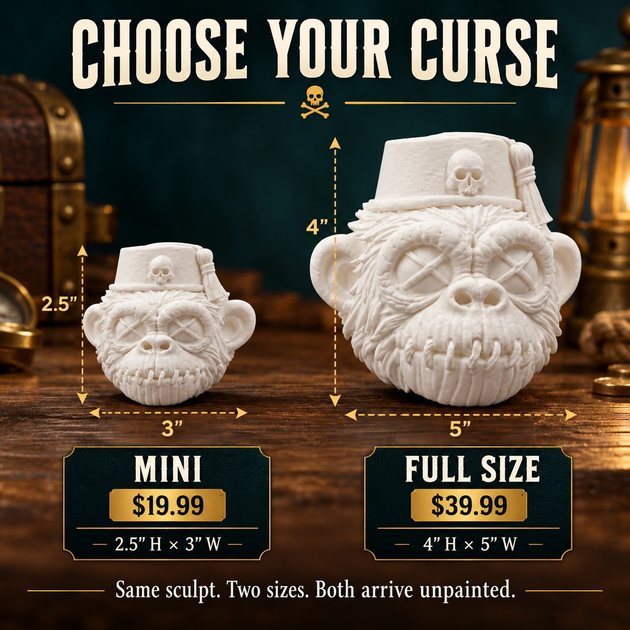 Small and large monkey head dimensions and prices