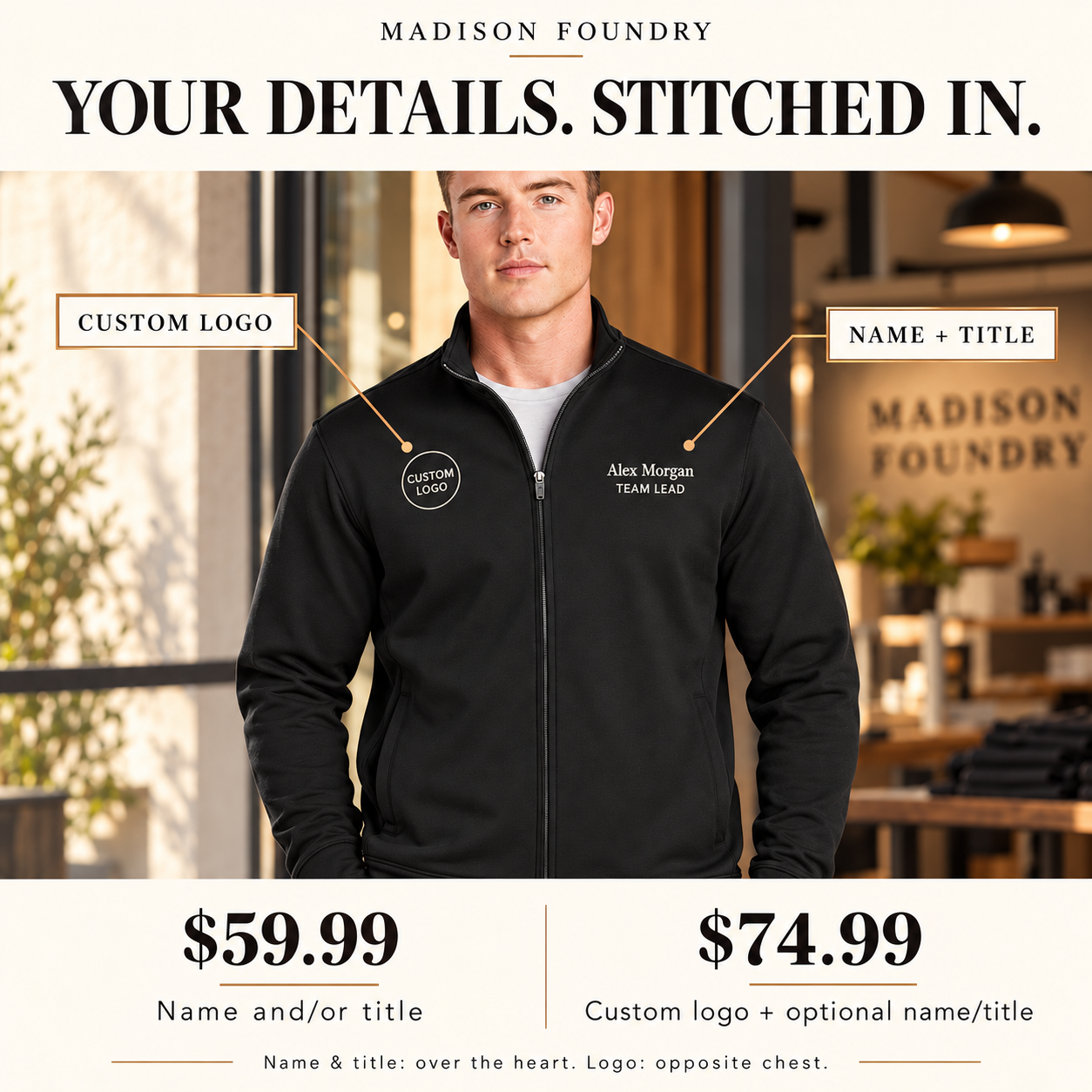 Embroidery placement and pricing guide