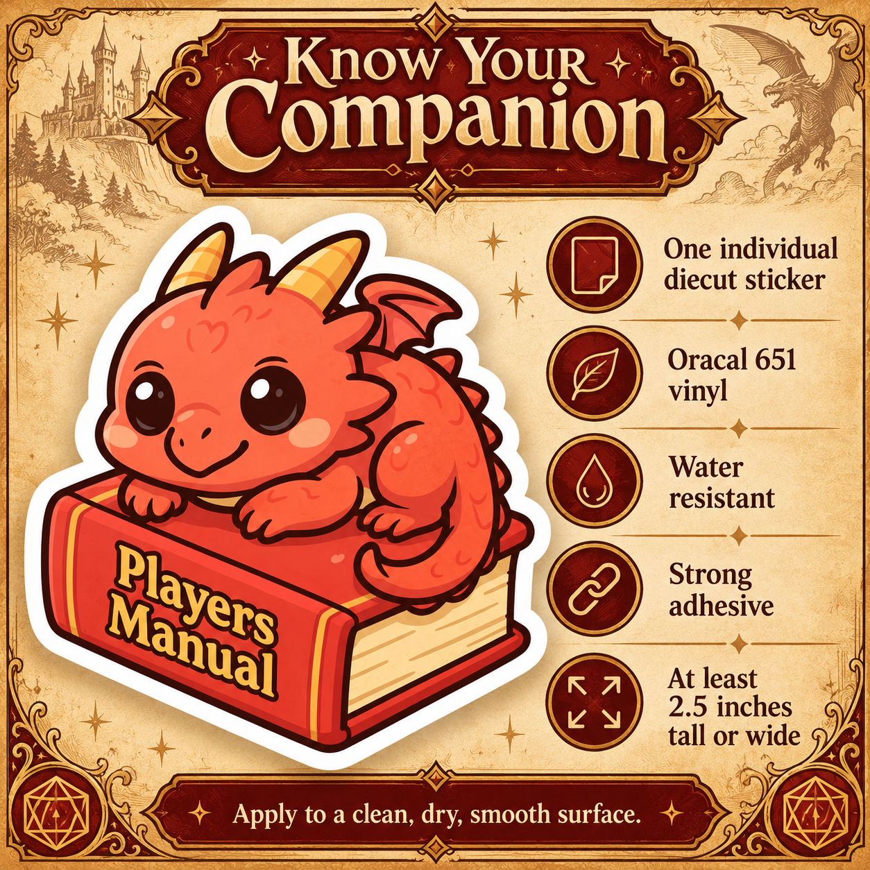 Dragon vinyl sticker materials and dimensions
